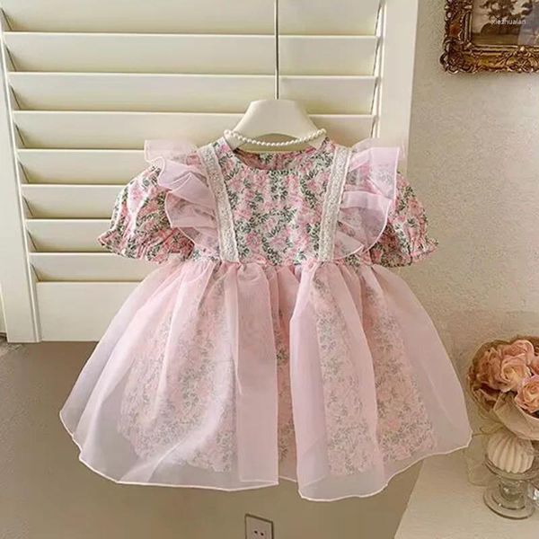 Girl Dresses Summer Girls Dress Dress Dress Floral Bubble Kids Party Wedding Birthday Birthday Gown Children Abbigliamento 1-6y