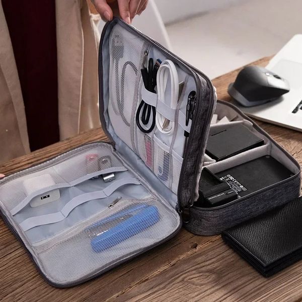 Reisezubehör Digital Bag Power Bank USB Ladekabel Cable Earphone Storage Beutel Großes Schocksicherer elektronischer Organisatorpaket