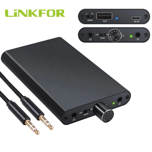 Amplificadores Link Para o amplificador de fone de ouvido HIFI 16300Ω com Buitin Power Bank 3000mAh Battery Earphone amplificador com efeito de baixo para telefone