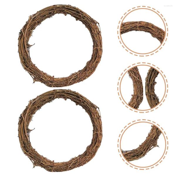 Fiori decorativi 16 pezzi Vine Earth Ghirlanda anello floreale ghirlanda Materiale fai -da -te Materiale naturale decoro Filo anelli intrecciati a mano