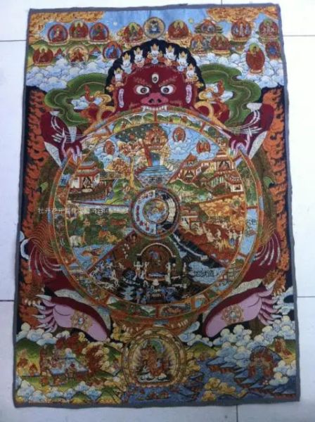 Miniaturen Chinesische Antiquitätskollektion Das Thangka Stickerei Buddha Diagramm