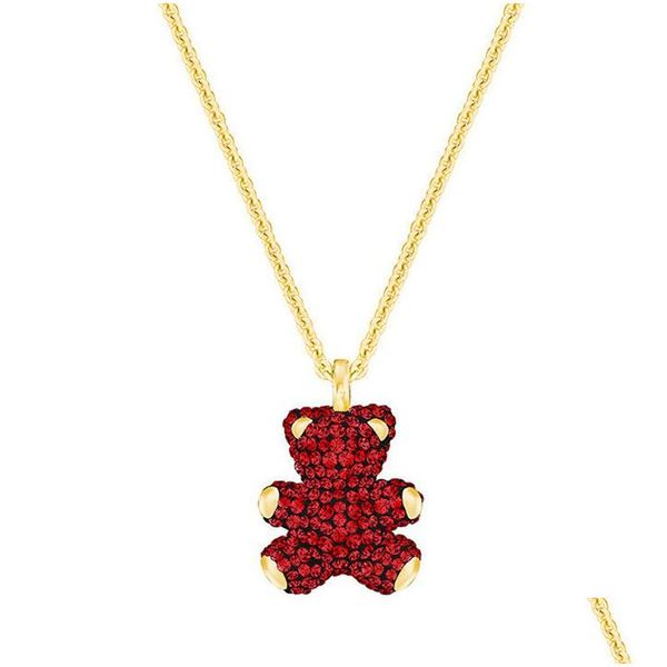 Colares pendentes Jóias Designer Jóias Mulheres Colar Diamond Gold com caixa de alta qualidade Luxo Teddy Bear Womens Clavles Drop D Otubc