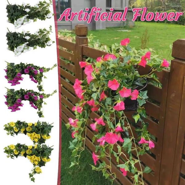 Flores decorativas 2pcs Flor artificial Varanda simulada Manhã Fake Glory Vine Plastic R8A2