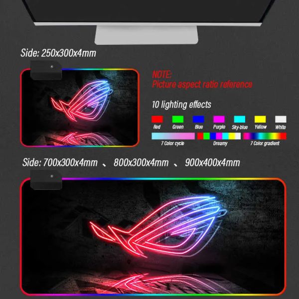 RGB RGB Республика геймерских игровых падений Gaming Computer Rog Mousepad привел крупного геймера Mausepad Carpet Big Desk Support Diy 2106152879