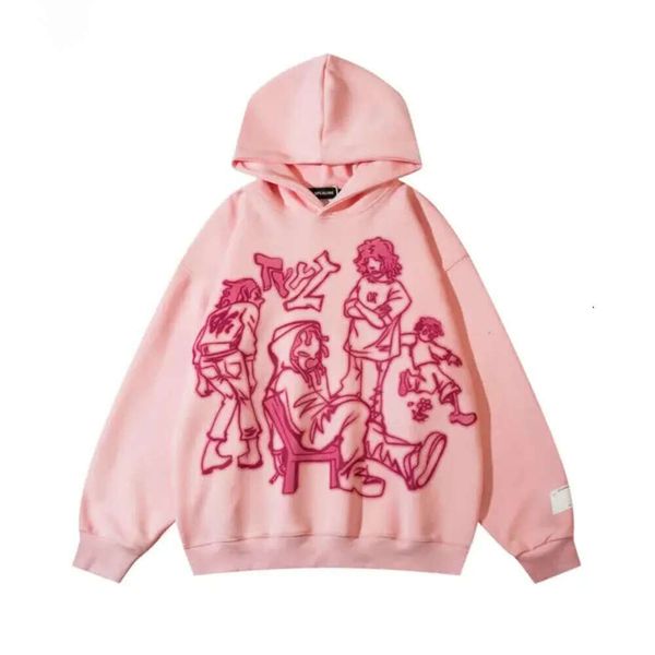 Erkek Hoodies Sweatshirts Aelfric Eden Mens Y2K Karikatür Hattı Karakter Baskı Hoodie Harajuku Hip Hop Sweatshirt Külot Kapüşonlu Sokak Giyim Sıradan Tops 3363 371