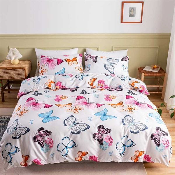 Bettwäsche -Sets Europäische und amerikanische Schmetterling gedruckt Duvet Cover großes Blumenhaus Große Bettwäsche Bettdecke Kissenabdeckung J240507