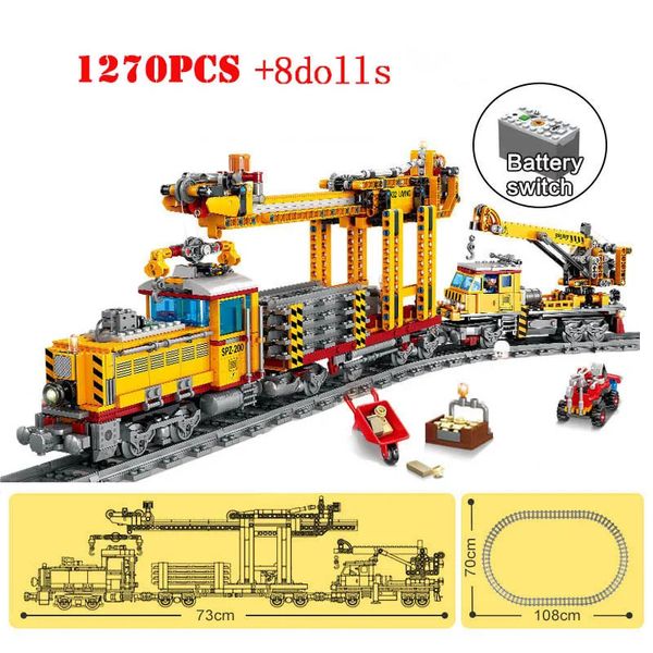 Trein Harmony City de alta tecnologia Cidade de alta velocidade Motor de automóvel Militar Blocks Blocks RC Track Toy 240428