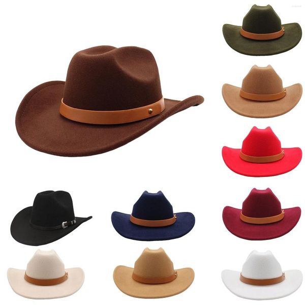 Wide Bim Hats 2024 Vintage Cowboyhut für Männer Gentleman Lady Jazz Cowgirl mit Leder Cloche Sombrero Hombre Caps