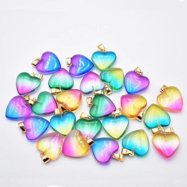 Подвесные ожерелья мода красивая стеклянная хрустальная форма смешанного сердца подвески 20 мм для украшений DIY.