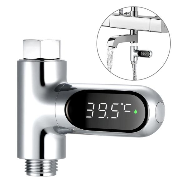 Anzeigen LED -Anzeige Wasser Dusche Thermometer Batteriefreie Stromtemperaturmonitor Energie intelligent Smart Meter Thermometer Home Tool