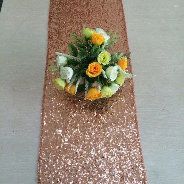 Table Runner all'ingrosso 20pcs/lotto 2024 est Decorazioni per feste di nozze tovaglie in oro rosa 30x180 cm Copertina di tessuto con bandiera di paillettes