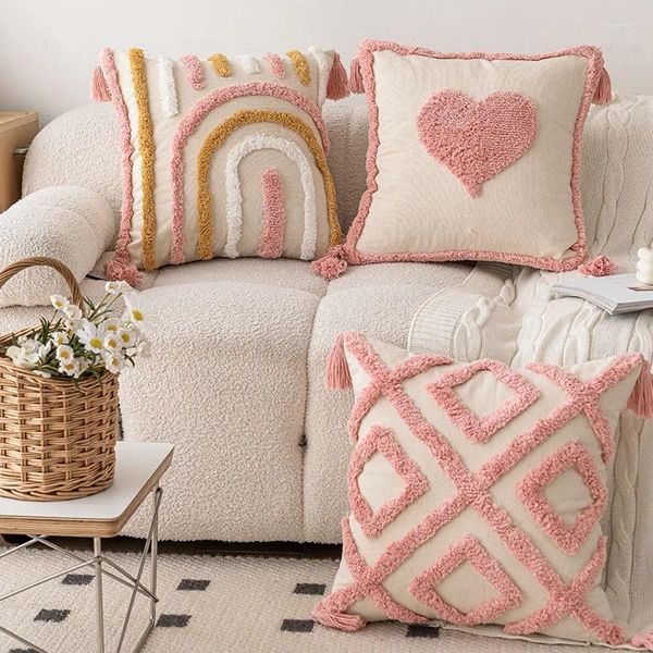 Pillow Ins Style divano trapuntato rosa lancio a casa piccola copertura rimovibile