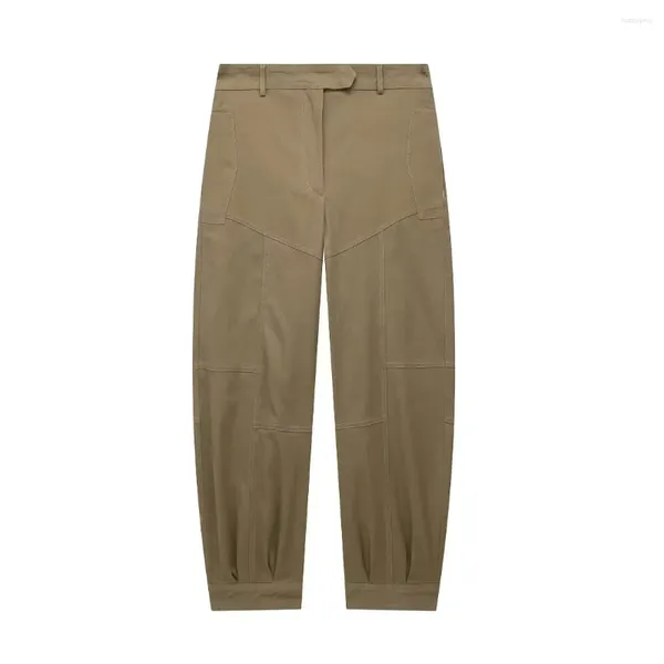 Pantaloni da donna pantaloni kaki pantaloni ad alta vita harem solid cargo donna casual insuar con tasche 2024 pantaloni