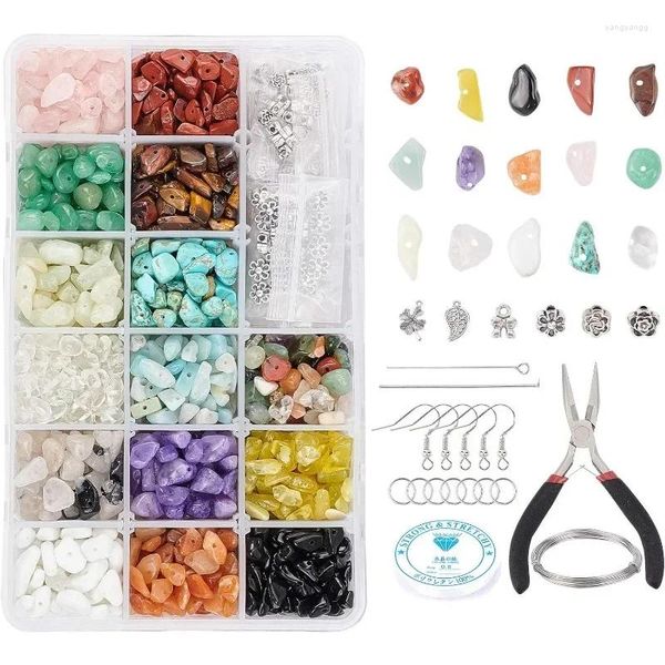 Halskette Ohrringe Set 125pcs Schmuck Making -Kit einschließlich Chipperlen Legierungsanhänger Blütensprungringe Kopfstifte Augenstift Ohrringhaken