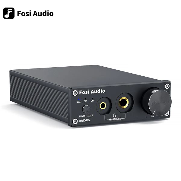Amplificador Fosi Audio Q5 DAC Converter Usb DigitalToAnalog Adaptador ESS9018K2M Amplificador de fone de ouvido decodificador Mini pré -amplificador estéreo