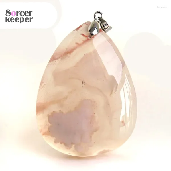 Подвесные ожерелья мода Diy Charm Women Man Natural Cherry Blossoms Agate Stone Slide Healing Crystal для украшения ювелирных изделий BK164