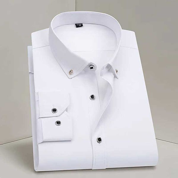 Camicie da uomo camicie abbottonate per uomo a lunghezza lunghe colori stretch stretch business no- bianchi camicie sociali camicetta uomo abbigliamento d240507