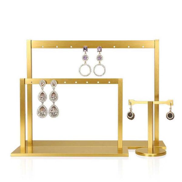 Jóias Stand Gold Metal Jewelry Stand para colares de mesa para mulheres Anéis Brincos e organizadores de parafusos recém -projetados Q240506