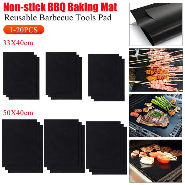 Accessoires 120pcs Non -Stick BBQ Grill Matte Backmatte Grillwerkzeuge Kochen Grillbogen Wärmefestigkeit leicht gereinigt Küche BBQ