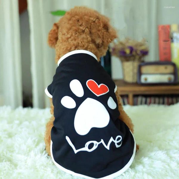 Camicia abbigliamento per cani per cani di piccola taglia abiti per animali domestici estivi lettera d'amore stampato cucciolo gatto cotone t pug costumi