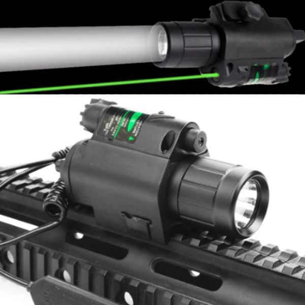 Lichter 2 in 1 grüne/rote Laser -Taschenlampe -Kombination mit 200 lm LED Q5 Taschenlampe für Picatinny Rail Mount