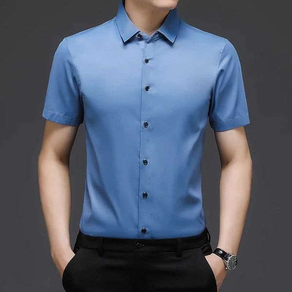 Herren-Hemd-Hemden Browon Sommer Kurzschlafen-Shirt für Männer Neue Slim Solid Color Men Kleidung 2024 Fashion Smart Casual Turndown Hemden Hemden Männer D240507