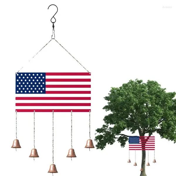 Figurine decorative Day Independence Flag American Wind Chime Giardinaggio Outdoor Decorazione per la casa Regali commemorativi