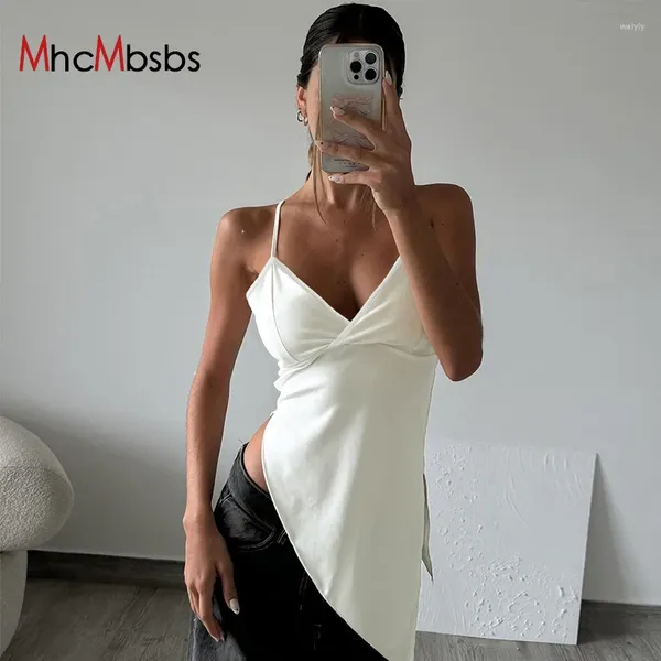 Tank da donna Sexy Slimt Camis Tops Women Women Spaghetti Strap Videt a V-Neck Ot Hem Asymmetric Mini Corset 2024 Summer Party Clubwear