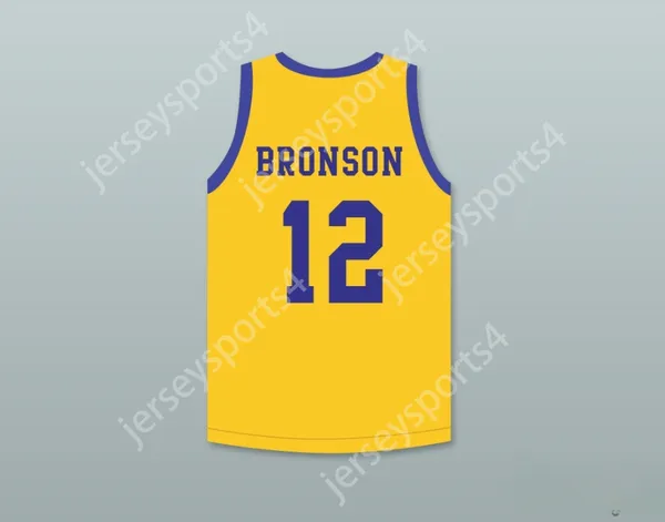 Özel Nay Mens Gençlik/Kids Action Bronson 12 Western Üniversitesi Sarı Basketbol Forması Mavi Cips Yamalı Üst Dikişli S-6XL