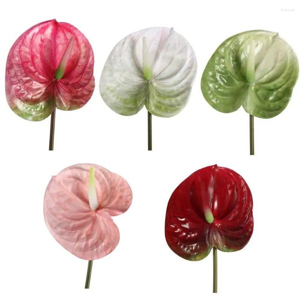 Декоративные цветы 1pc красивые Diy Real Touch Artificial Anthurium Пластиковый бонсай свадебный украшение