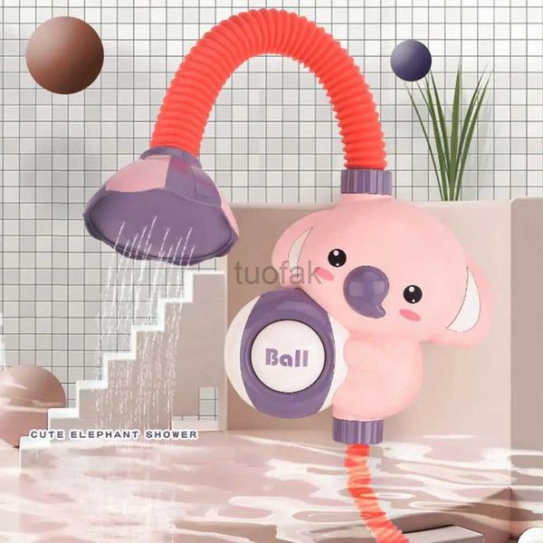 Badespielzeug Baby Bad Spielzeug mit Saugnapfbecher poröser Wasserabsorption Cartoon Koala Duschkopf Bad Elektrische Sprinkler Badewanne Wasserspray Spielzeug D240507