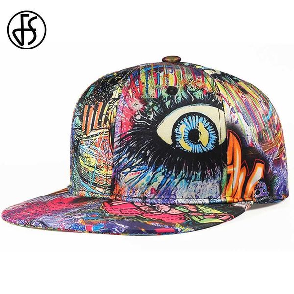 Ball Caps FS 2024 Moda Snapback Cap Street Graffiti Hip Hop Kapakları Günlük Beyzbol Şapkası Erkekler Açık Güneşlik Kadınlar Yaz Şapkaları Kemik Y240507