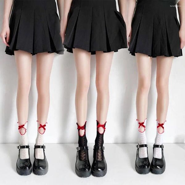 Frauen Socken hohl aus Lolita Schöne chinesische Stil Anicent Bogenspitzen -Mesh JK Mosiery Girls Girls