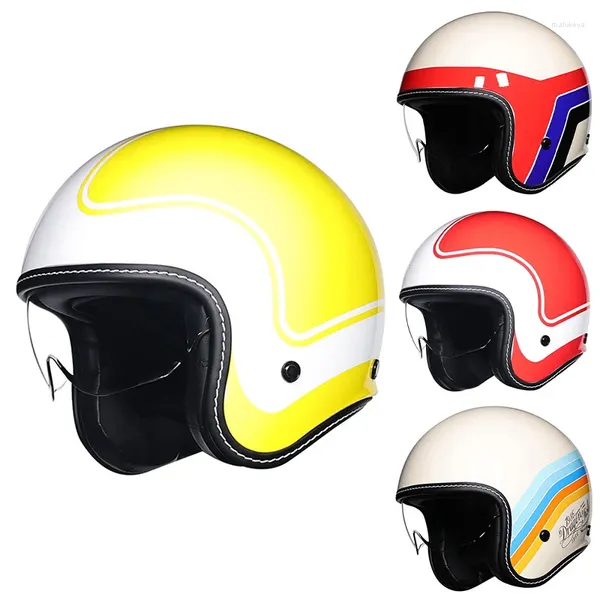 Motorradhelme Dot zugelassener Open Face Retro Jet Helm Alle Jahreszeiten Unisex Vintage 3/4 Hälfte für Moto Pilot Männer