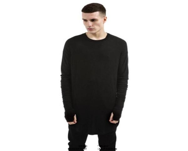 Herren Hip Hop T -Shirt Full Long Sleeve T -Shirt mit Daumenlochmanschetten Tees Hemden Kurve Hemm Men Street Trage Tops S2XL9043286