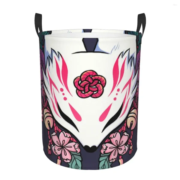 Borse per lavanderia Spirito Kitsune Crassetta Grande vestiti Cesto di stoccaggio Basket giapponese Kabuki Toys Bid Organizzatore per bambini