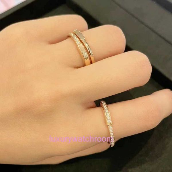 Frauen Band Tiifeany Ring Jewelry High Version Lock Head für V Gold Lucky Halb Diamond Coloured U-förmig mit Männern und Paaren