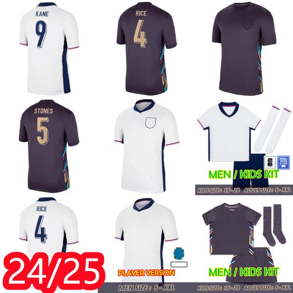 2024 Inglaterra Equipe de camisa de futebol da Inglaterra Jerseys de futebol europeu Bellingham Kane Foden Grealish National Team 2026 Qualificadores Casa Away camisa Terceiro Homem Branco Kit Kit