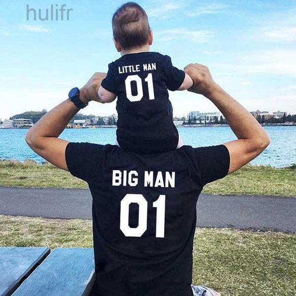 Abiti abbinati in famiglia Matching Abbine Mashion Big Little Man Tshirt Tshirt e io outfit padre figlio papà bambino bambino BASSO DI ASSIMMENT D240507