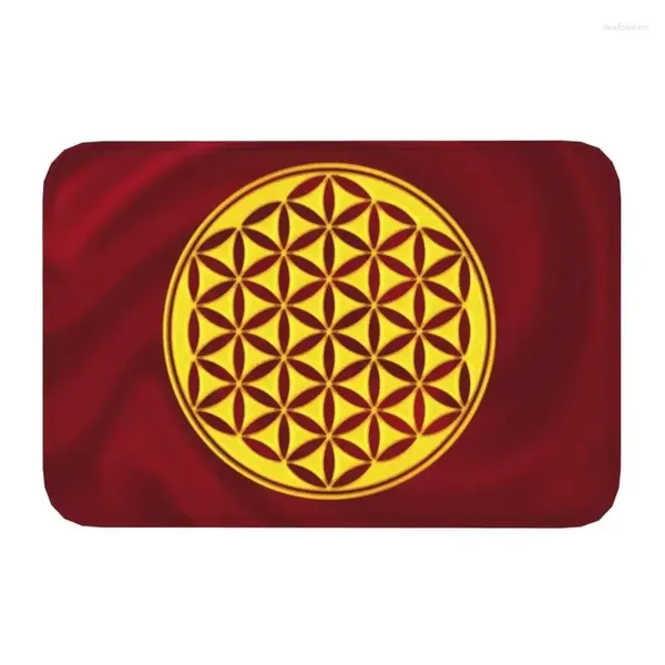 Carpetti Flower of Life Geometria sacra mandala tappetino da porta d'ingresso interno armonia ed equilibra lo zerbino dello zerbino spirituale tappeto di ingresso cucina