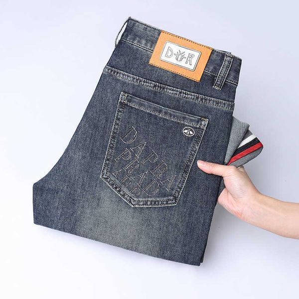 Primavera 2024 Denim Stamping Minimalist Stamping Diamond Stamping Nostalgic Slim Fit Small Gambe Strama Strama Strama Cotton Elastic Elastic Trendy Brand Jeans