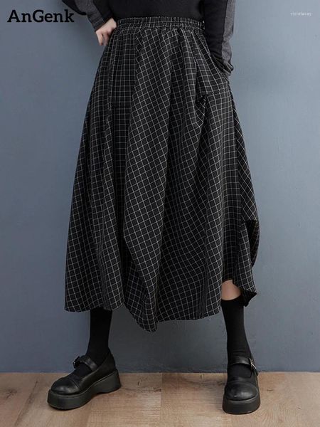 SAIRS BLACH BLAID PLAID VINTAGE HIGH PLARED SALIRA MULHERM PLUS TAMANHO DE MIDI MIDI CASOME