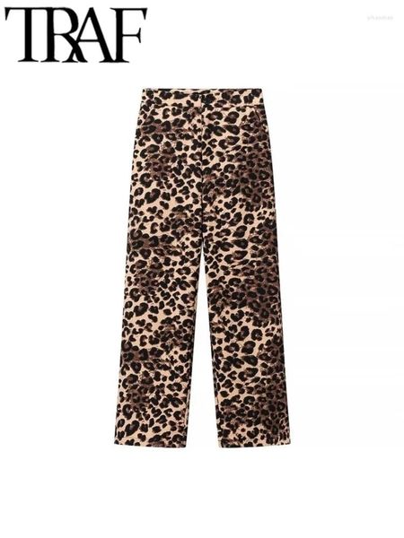 Pantaloni da donna galfashion leopardo stampato da donna tasche late