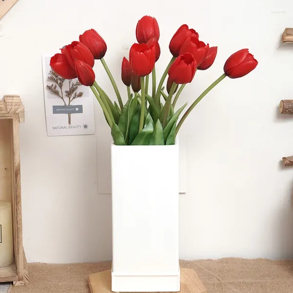 Fiori decorativi 5 pezzi di alta qualità tulipani artificiali toccano decorazioni vera lussuosa fiore falsa floreale di nozze da matrimonio bouquet