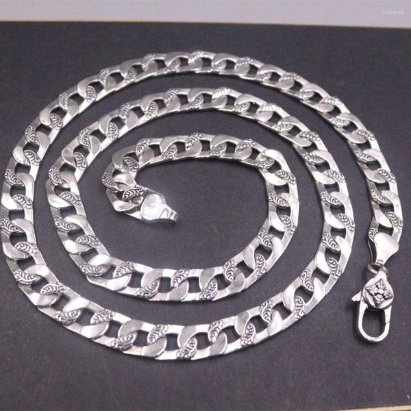 Correntes Pure Solid S925 Sterling Silver Chain de 8 mm de 8 mm Colar de elos de meio -fio 50g 24 polegadas