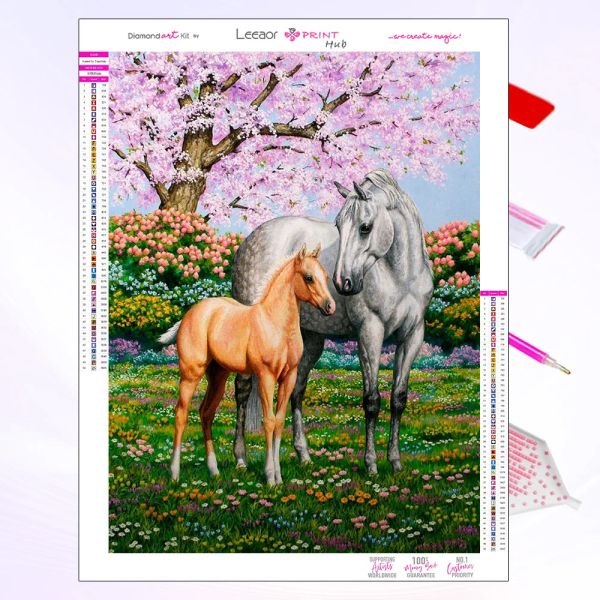 Stitch 5D Diamond Painting sotto Pink Cherry Tree Animal Mosaico Mosaico Croce Kit Soggio