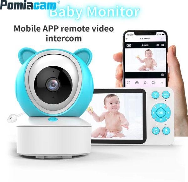 C8 Call Call Une-Call Mobile App Remote Video Intercom Baby Monitor WiFi da 5 pollici WiFi 1080p PTZ Control Temperation Monitoring Lullaby