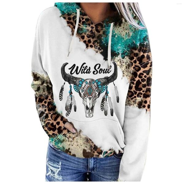 Kadın Hoodies Yaz Giysileri Günlük Moda Mizaç Yuvarlak Boyun Jumper Uzun Kollu Batı Tarzı Hoodie Y2K Üst Mujer