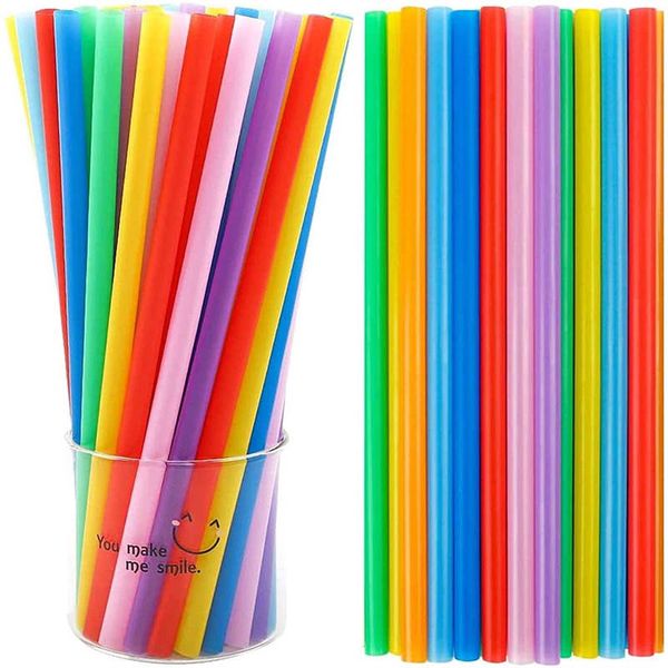 Pistette da bere in plastica usa e getta colorate 240*11 mm a bocca piatta tubi fai -da -te creativi per bicchieri magri su succo di frutta succo di frutta da frutta per il latte cocktail tè da tè cocktail