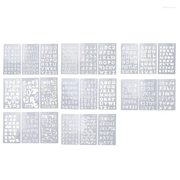 Dekorative Figuren 24 Blätter Buchstaben Nummer Schablonen 4x7 Zoll Alphabet Schablone Plastik